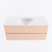 MONDIAZ VICA Ensemble meuble de salle de bains - 110cm - meuble bas rosee - 2 tiroirs - lavabo moon centré - 1 trou de robinet - version haute 60cm - talc SW1080384