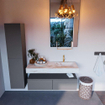 Mondiaz ALAN-DLUX Ensemble de meuble - 120cm - meuble Plata mat - 2 tiroirs - Lavabo Cloud Frappe suspendu - vasque Droite - 1 trou de robinet SW805403