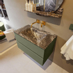 Mondiaz VICA-DLUX ensemble de meuble de salle de bain - 80cm - meuble sous-vasque armée - 2 tiroirs - lavabo encastré nuage milieu - sans trous de robinet - version haute de 60cm - lave SW1086715