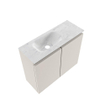 MONDIAZ TURE-DLUX Meuble toilette - 60cm - Linen - EDEN - vasque Opalo - position gauche - 1 trou de robinet SW1104419