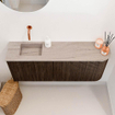 Mondiaz JOYA-DLUX 101.6cm toiletmeubel - ronding rechts kleur Walnut - Wastafel FAYE positie Links Zonder kraangat kleur Saba. SW1424676