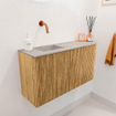 Mondiaz JOYA-DLUX 81.6cm toiletmeubel - ronding rechts kleur Oak - Wastafel FAYE positie Links Zonder kraangat kleur Glace. SW1422016
