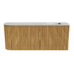 Mondiaz JOYA-DLUX 101.6cm meuble de salle de bains - arrondi gauche couleur Oak - Vasque FAYE position Droite 1 trou de robinet couleur Opalo. SW1422168