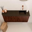 Mondiaz JOYA 91.6cm meuble de toilette - arrondi gauche couleur Ruby - Vasque FAYE position Droite Sans trou de robinet couleur Urban SW1421873