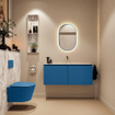 MONDIAZ TURE-DLUX Meuble toilette - 120cm - Jeans - EDEN - vasque Glace - position centrale - sans trou de robinet SW1103312