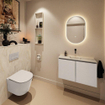 MONDIAZ TURE-DLUX 80cm toiletmeubel Linen. EDEN wastafel Ostra positie midden. Zonder kraangat. SW1104916