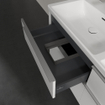 Villeroy & Boch Subway 3.0 meuble sous lavabo 130x55x45cm avec poignée en aluminium brillant 2 découpes pour siphon à gauche et à droite panneau de particules Pure White SW701673