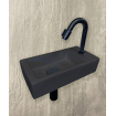 Wiesbaden Fonteinset Rhea S mini met fontein rechts quartz, kraan, sifon en afvoerplug mat zwart SW545156