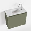 MONDIAZ OLAN Kit lave-mains - 60x30x40cm - 1 trou de robinet - 1 tiroir - armée mate - lavabo centré - Acrylique Blanc SW473316