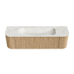 MONDIAZ KURVE-DLUX 160cm Meuble salle de bain avec module 25 G et D - couleur Oak - 1 tiroir - 2 portes - vasque BIG MEDIUM centre - sans trou de robinet - couleur Ostra SW1137747