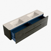 Mondiaz CIRO-DLUX Meuble de salle de bains - 190x45x50cm - Plan vasque Solid surface Meli - 2 vasques Double - sans trous de robinet - 4 tiroirs - Shadow SW1532553