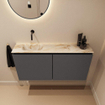 MONDIAZ TURE-DLUX Meuble toilette - 100cm - Dark Grey - EDEN - vasque Frappe - position gauche - sans trou de robinet SW1102746