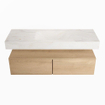 Mondiaz ALAN-DLUX Ensemble de meuble - 130cm - meuble Washed Oak mat - 2 tiroirs - Lavabo Cloud Ostra suspendu - vasque Centre - 1 trou de robinet SW809027
