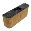 Mondiaz JOYA-DLUX 93.2cm toiletmeubel - ronding links en rechts kleur Oak - Wastafel FAYE positie Midden Zonder kraangat kleur Lava. SW1422101