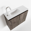 MONDIAZ TURE Kit lave-mains - 60x23x50cm - 1 trou de robinet - 2 portes - marron foncé mat - Lavabo à gauche - Acrylique Blanc SW475155