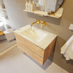 MONDIAZ VICA-DLUX Ensemble meuble de salle de bains - 80cm - sous-meuble chêne blanchi - 2 tiroirs - lavabo encastré cloud central - sans trous de robinet - version haute 60cm - frape SW1088756