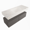 Mondiaz ALAN-DLUX Ensemble de meuble - 120cm - meuble Dark grey mat - 2 tiroirs - Lavabo Cloud Ostra suspendu - vasque Centre - 0 trous de robinet SW807072