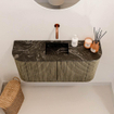 Mondiaz JOYA-DLUX Meuble de salle de bains 83.2cm - arrondi gauche et droite couleur Dusk - Vasque FAYE position Milieu Sans trou de robinet couleur Lava SW1423265
