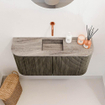 Mondiaz JOYA-DLUX 83.2cm meuble de salle de bains - arrondis gauche et droite couleur Shadow - Vasque FAYE position Milieu Sans trou de robinet couleur Oza. SW1425081
