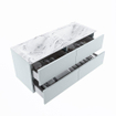 MONDIAZ VICA-DLUX Ensemble meuble de salle de bains - 120cm - meuble bas clay - 4 tiroirs - lavabo encastré cloud double - sans trous de robinet - version haute 60cm - glace SW1088171