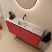 MONDIAZ TURE-DLUX Meuble toilette - 100cm - Fire - EDEN - vasque Glace - position centrale - sans trou de robinet SW1103262