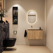 MONDIAZ TURE-DLUX Meuble toilette - 80cm - Washed Oak - EDEN - vasque Lava - position gauche - sans trou de robinet SW1104088
