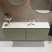 MONDIAZ TURE Kit lave-mains - 120x23x50cm - 1 trou de robinet - 2 portes - armée mate - Lavabo centré - Acrylique Blanc SW475019