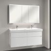 Villeroy & boch my view now armoire de toilette avec 3 portes avec éclairage led et lampe de lavabo 120x75x16.8cm avec interrupteur à capteur SW701253