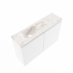 MONDIAZ TURE-DLUX Meuble WC 80 cm Talc. EDEN lavabo Frappe position gauche. Sans trou de robinet. SW1102595