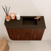 Mondiaz JOYA 61.6cm meuble de toilette - arrondi gauche couleur Ruby - Vasque FAYE position Droite 1 trou de robinet couleur Urban SW1421869