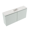 MONDIAZ TURE-DLUX Meuble WC 100cm Greey. Lavabo EDEN Ostra position milieu. Avec 1 trou de robinet. SW1104910