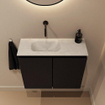 MONDIAZ TURE-DLUX Meuble toilette - 60cm - Urban - EDEN - vasque Opalo - position gauche - sans trou de robinet SW1104131