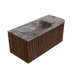 MONDIAZ KURVE-DLUX Meuble de salle de bains 105cm arrondi à droite couleur Walnut avec 1 tiroir et 1 porte. Lavabo BIG SMALL gauche sans trou de robinet Sombra. SW1433650