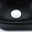 QeramiQ Fuente Ensemble de Lavabo - 40x21.5x12cm - droit - strié - demi-rond - 1 trou de robinet - céramique - ensemble de robinet en acier inoxydable brossé - bouchon de vidange - siphon réduit - noir mat SW1233019