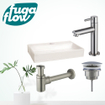 FugaFlow Eccelente Arredo Pack Lave-mains - 38x7x24cm - 1 trou de robinet - céramique - robinet Inox - Blanc SW1125257