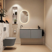 MONDIAZ TURE-DLUX Meuble toilette - 120cm - Smoke - EDEN - vasque Glace - position gauche - 1 trou de robinet SW1103617