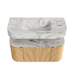 MONDIAZ THOR-DLUX 100cm badmeubel ronding links + rechts kleur Oak met 1 lade en 2 deuren. Vrijhangende wastafel CLOUD Midden 1 kraangat kleur Glace. SW1467302