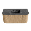 MONDIAZ KURVE-DLUX 100cm Meuble salle de bain avec module 25 G et D - couleur Oak - 1 tiroir - 2 portes - vasque GRUNNE centre - sans trou de robinet - couleur Lava SW1138102