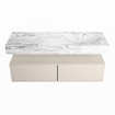 MONDIAZ ALAN - DLUX Ensemble de meubles de salle de bains - 130cm - meuble bas - Linen - 2 tiroirs - lavabo suspendu - vasque à droite - 0 trous de robinetterie - Glace SW806042