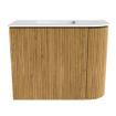 Mondiaz JOYA 51.6cm toiletmeubel - ronding rechts kleur Oak - Wastafel FAYE positie Links Zonder kraangat kleur Talc. SW1421130