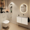 MONDIAZ TURE-DLUX Meuble toilette - 80cm - Talc - EDEN - vasque Opalo - position droite - sans trou de robinet SW1104102