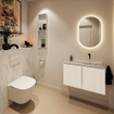 MONDIAZ TURE-DLUX Meuble WC 80 cm Talc. EDEN vasque Opalo position droite. Sans trou de robinet. SW1104102