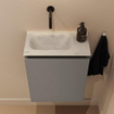 MONDIAZ TURE-DLUX Meuble toilette - 40cm - Smoke - EDEN - vasque Opalo - position gauche - sans trou de robinet SW1104550