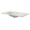 Saniclass Flow Meuble lavabo - 81x46x1.2cm - trop-plein - 1 vasque centrale - 1 trou de robinet - solid surface blanc mat SW1174114