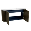 Mondiaz JOYA 93.2cm meuble de toilette - arrondi gauche et droite couleur Shadow - Vasque FAYE position Milieu Sans trou de robinet couleur Talc SW1421464