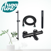 FugaFlow Eccelente Sobrado Mitigeur baignoire - avec barre curseur - douchette stick - flexible en métal - Noir mat SW1124031