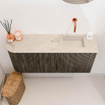 Mondiaz JOYA-DLUX Meuble de salle de bains 91,6cm - arrondi gauche couleur Shadow - Vasque FAYE position Droite Sans trou de robinet couleur Frappe SW1422703