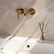 Brauer Gold Carving Robinet lavabo encastrable avec bec droit à droit et rosaces Modèle A2 - Levier Carving Or brossé PVD SW715684