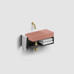 Clou Vale Open Kast - 46x19x18.5cm - rechts - met handdoekhouder - zwart SW928522