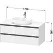 Duravit ketho 2 meuble sous lavabo avec plaque console et 2 tiroirs 120x55x56.8cm avec poignées anthracite graphite mat SW772356